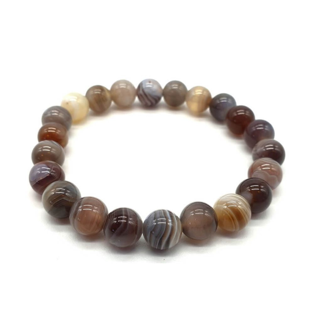 Bracelet en pierre naturelle, d'agate de Botswana, conçu pour équilibrer le chakra sacré. Achetez maintenant sur daariayoga.com
