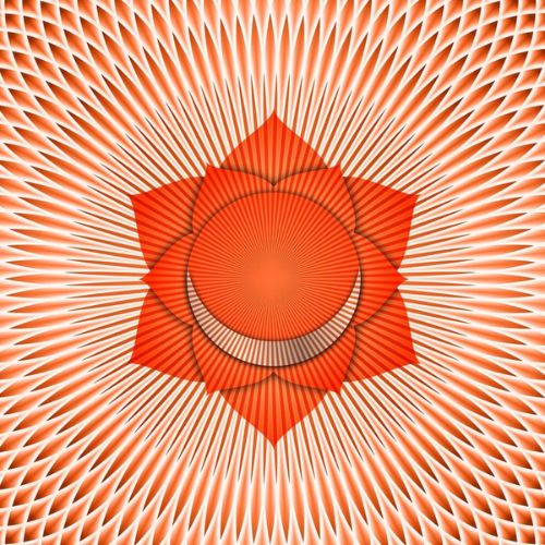 Symbole du chakra sacré, couleur orange, Le chakra du sacré est lié aux émotions, au désir, à la créativité. daariayoga.com
