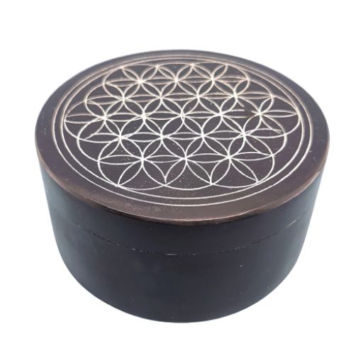 Boite à Bijoux Ronde - Fleur de Vie - 10 cm