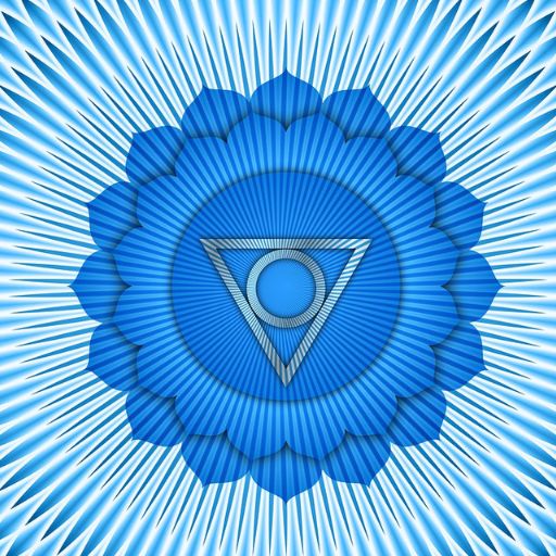 Symbole du chakra de la gorge, couleur bleue claire, lié à la communication, la vérité, la confiance. daariayoga.com
