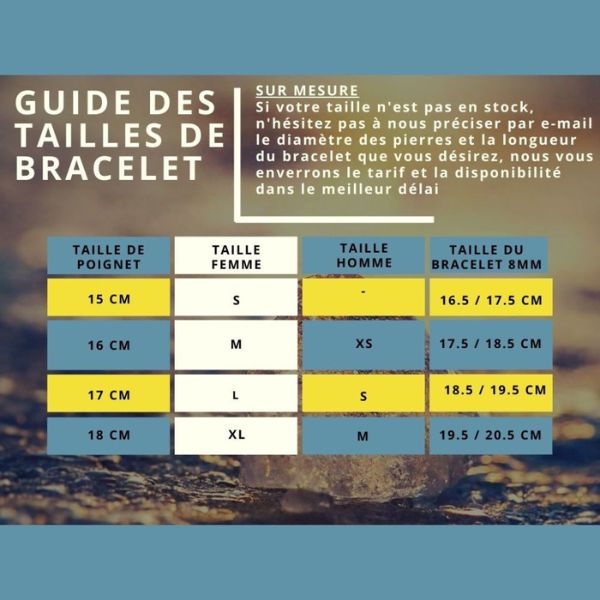 Guide des taille des bracelets en pierres naturelles disponibles sur daariayoga.com